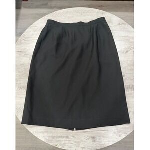 Kasper A.S.L. Black Career Pencil Skirt Size 16 Lined Back Slit Workwear
